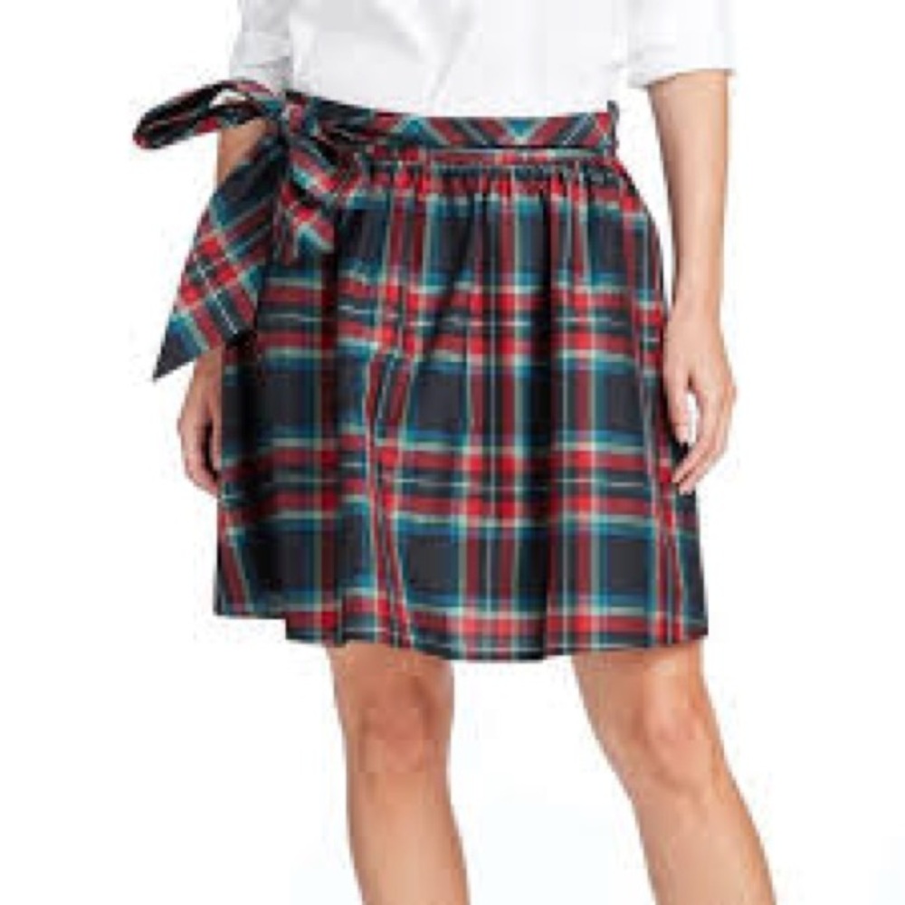 Vineyard Vines Jolly Plaid Taffeta Party Skirt Red Black Multi Size 10